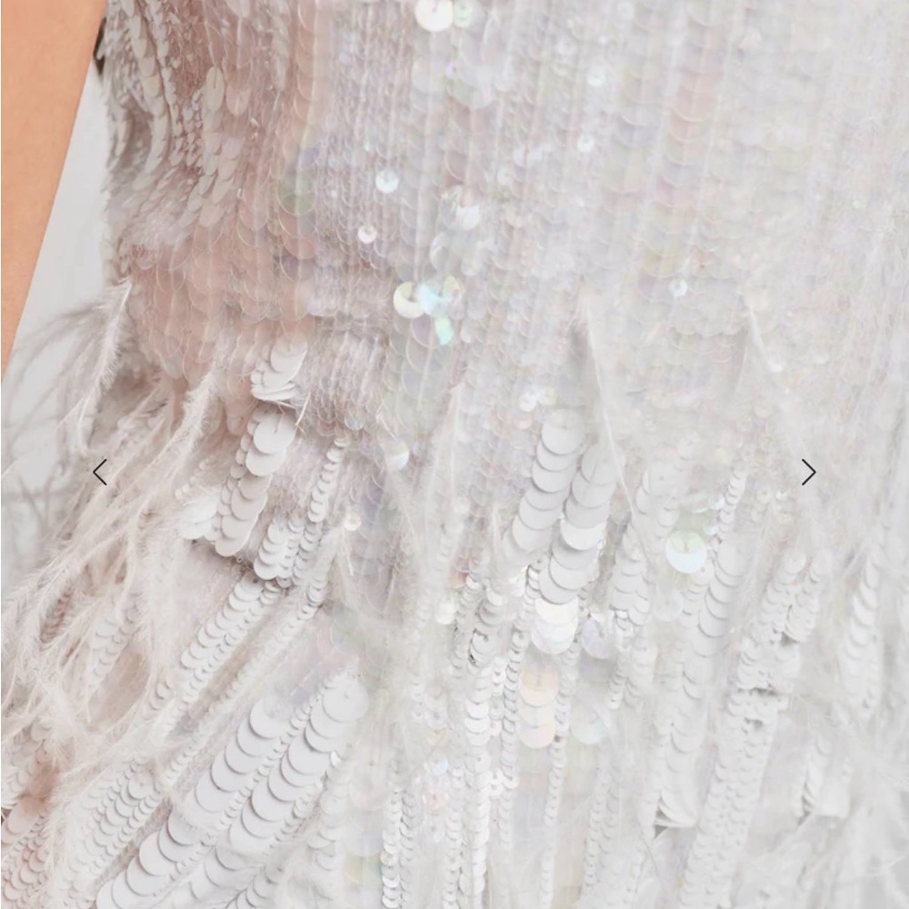 Retrofete Anastasia Dress Mini White Sequin Feather Bride Bridal MSRP $695 - Picture 3 of 9